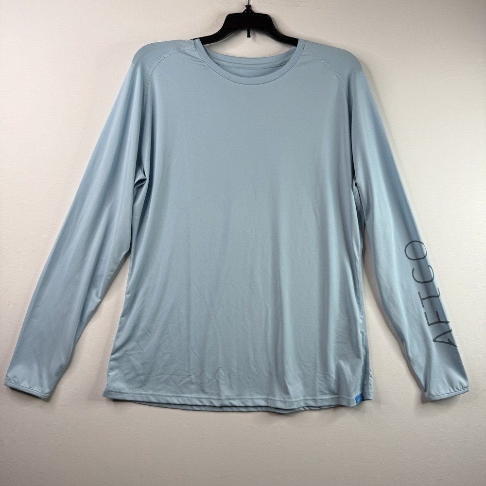 AFTCO Men Long Sleeve Blue fishing shirt XL Dry Fit